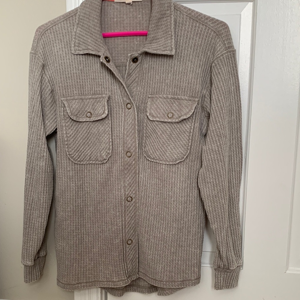 Rewind Women's Taupe Button-Up Utility Jacket
